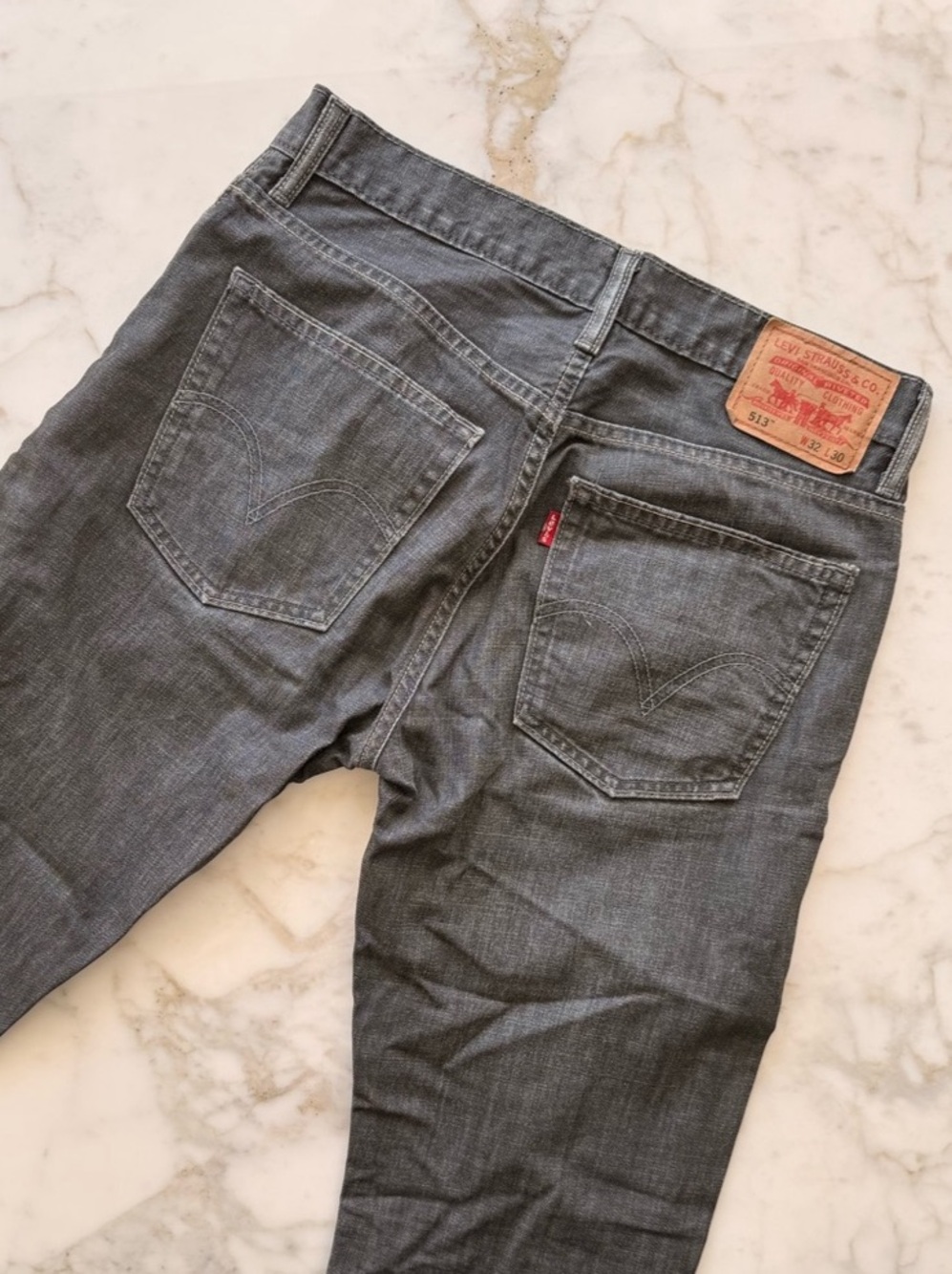 Gray Levi's 513 Slim Straight Jeans